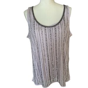 Women's Beaded Tank Top in Lavender Size Large